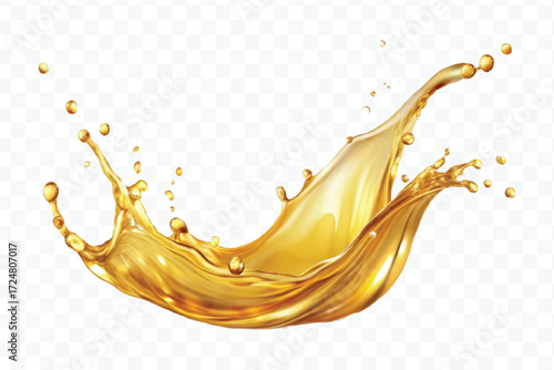 realistic smooth clean and fresh engine or cooking oil splash in curve style  isolated on white background