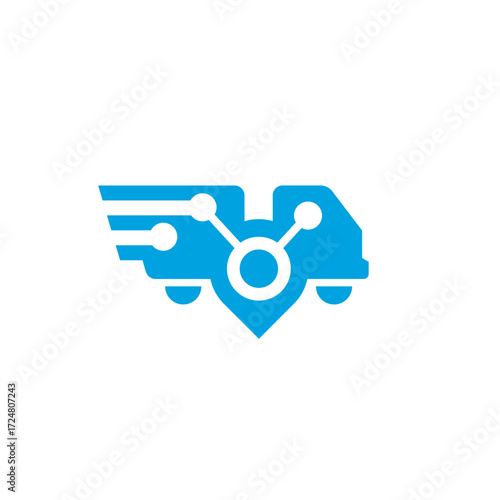 Truck Car Assistant with Map Pin Connect Logistic and Delivery Logo Design Vector