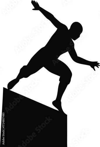Parkour Athlete Vaulting Over Obstacle Jump