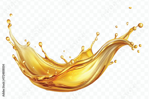realistic smooth clean and fresh engine or cooking oil splash in curve style  isolated on white background