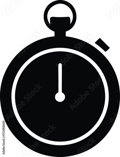 Minimalist Stopwatch Timer Flat Icon on Transparent Background