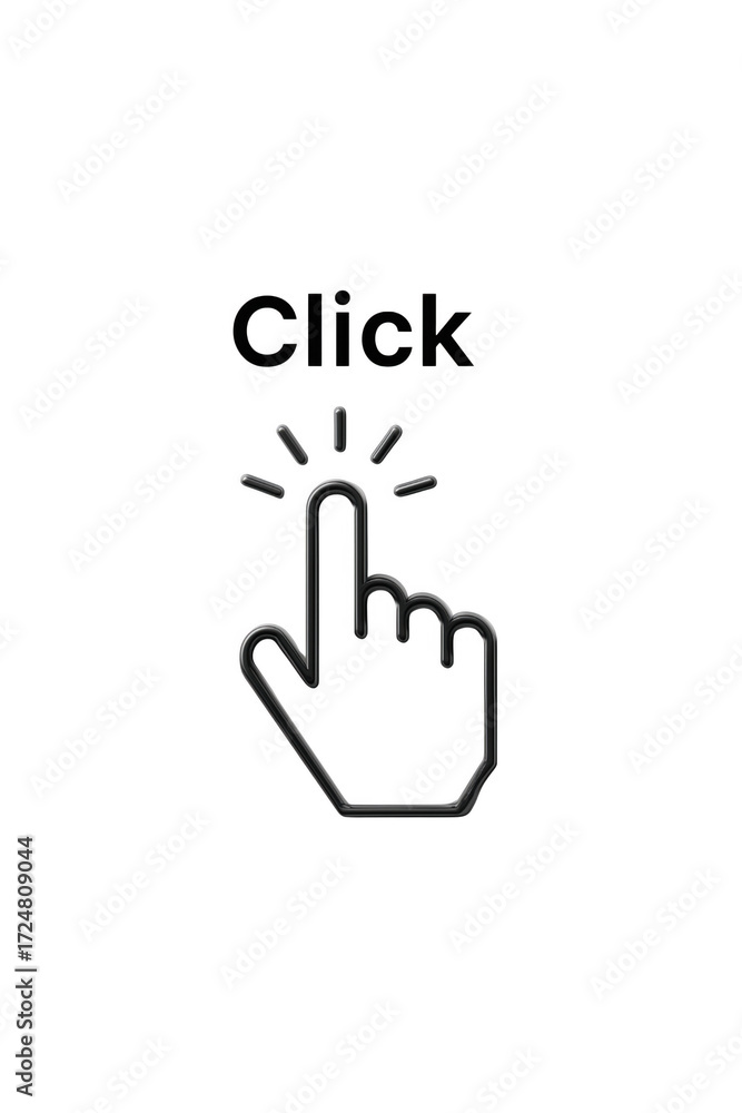 Obraz premium Cursor hand pointing with click text isolated on a transparent background pointer select