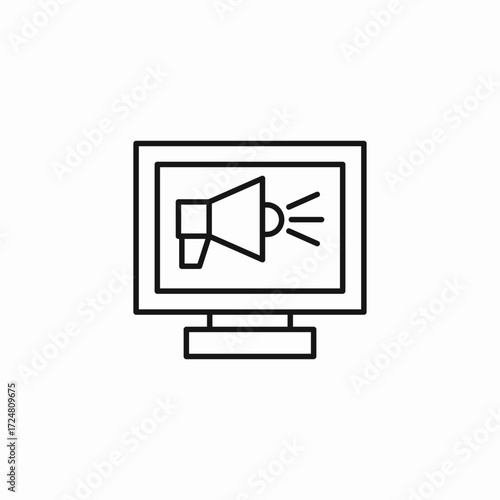 advertisement on monitor icon sign vector
