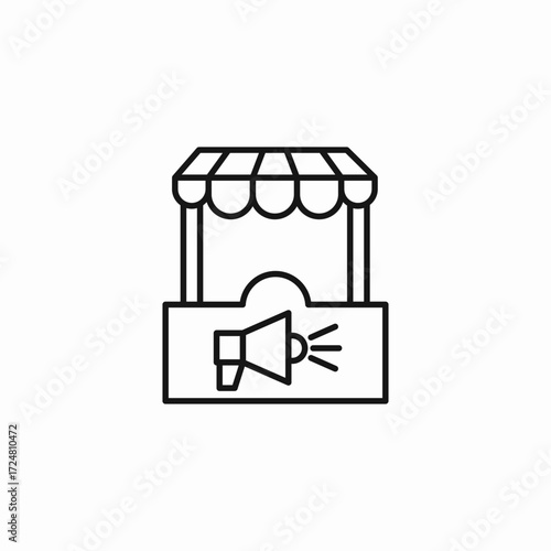 kiosk megaphone promotion icon sign vector