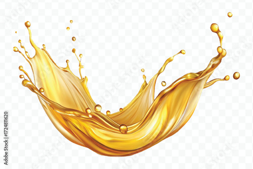 realistic smooth clean and fresh engine or cooking oil splash in curve style  isolated on white background