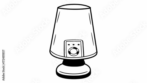 Illustration of a humidifier with a control panel and a round base in black and white style created with generated ai 