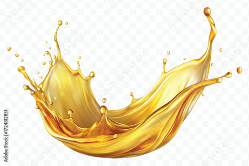 realistic smooth clean and fresh engine or cooking oil splash in curve style  isolated on white background