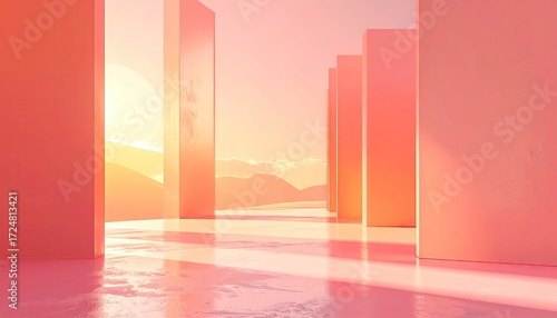 Wallpaper Mural Sunrise through coral-hued columns Torontodigital.ca