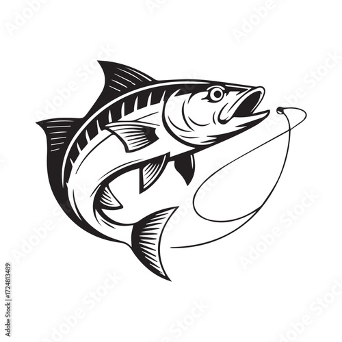 Fishing boat with a fisherman and a fishing pole