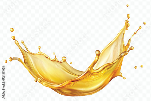 realistic smooth clean and fresh engine or cooking oil splash in curve style  isolated on white background