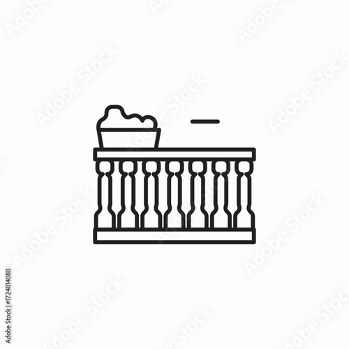 balcony with railing icon sign vector