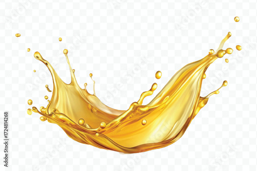 realistic smooth clean and fresh engine or cooking oil splash in curve style  isolated on white background