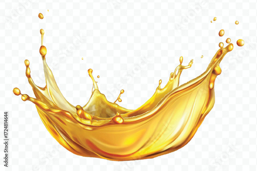 realistic smooth clean and fresh engine or cooking oil splash in curve style  isolated on white background