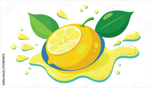 Fresh yellow lemon and lime with a slice and leaf illustrate healthy citrus fruit for a summer design