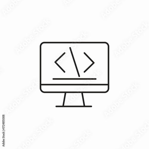 monitor with code symbols icon sign vector