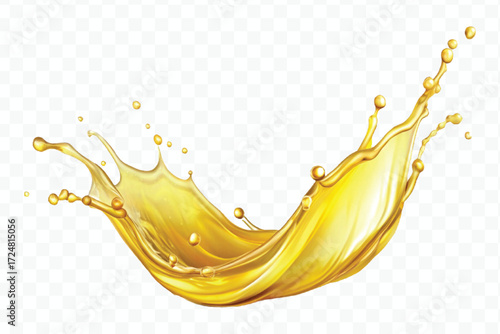 realistic smooth clean and fresh engine or cooking oil splash in curve style  isolated on white background