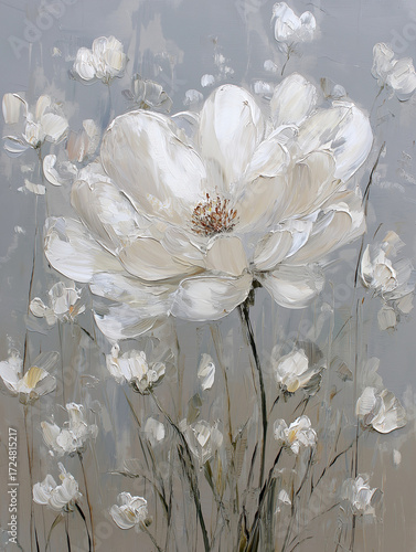 wedding bouquet of white flowers oil painting art