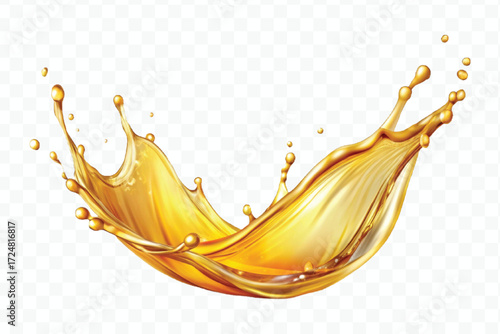 realistic smooth clean and fresh engine or cooking oil splash in curve style  isolated on white background