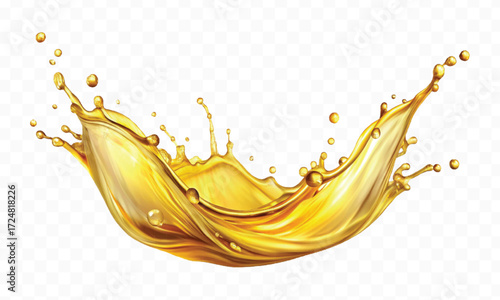 realistic smooth clean and fresh engine or cooking oil splash in curve style  isolated on white background