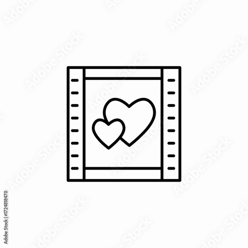 film strip hearts icon sign vector