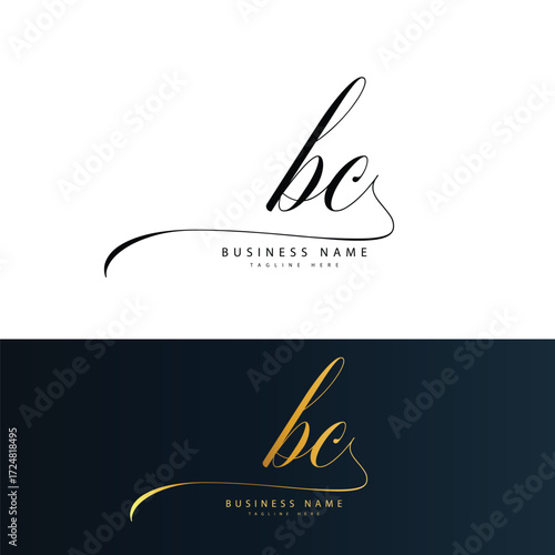 BC initial letters signature logo handwriting logo vector templates