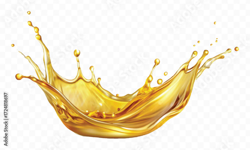 realistic smooth clean and fresh engine or cooking oil splash in curve style  isolated on white background