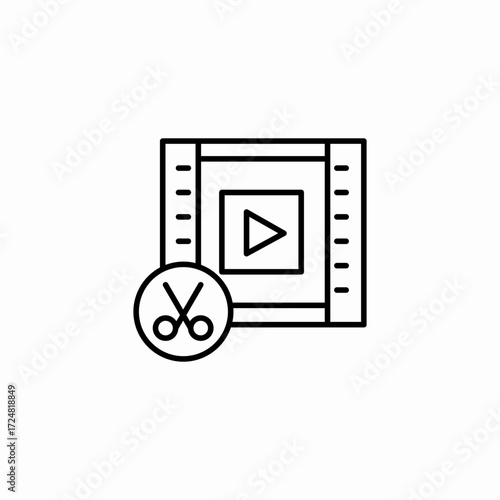 movie editing scissors icon sign vector