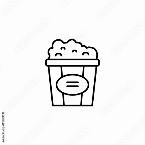 popcorn in bucket icon sign vector