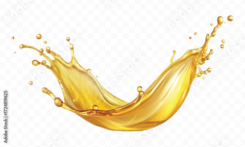 realistic smooth clean and fresh engine or cooking oil splash in curve style  isolated on white background