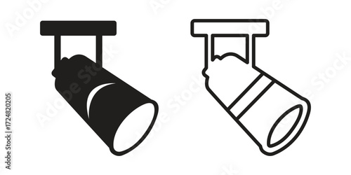 Line art silhouette of stage lighting lamp vector design