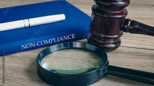 Gavel and magnifying glass on a book titled 