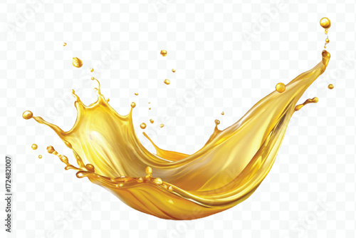 realistic smooth clean and fresh engine or cooking oil splash in curve style  isolated on white background