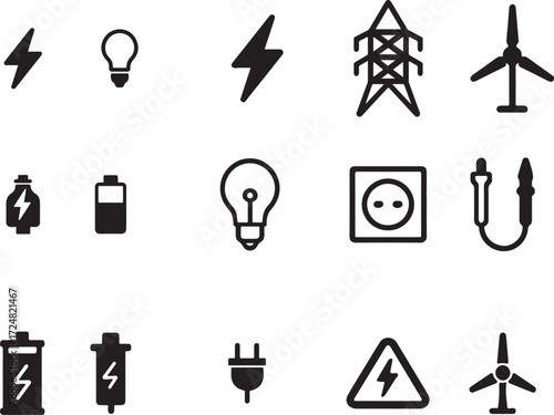 Set of Electrical and Energy Icons