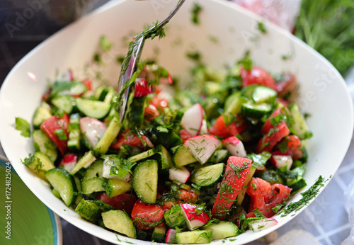Vegetable salad in a plate