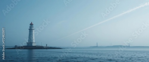 Tranquil Coastal View with Strong Diagonal Lines
