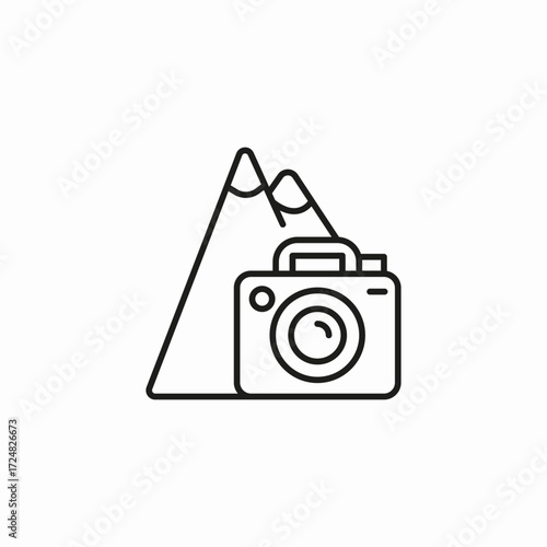 mountain and camera icon sign vector