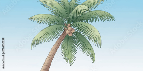 Tropical Coconut Tree Illustration with Smooth Gradient
