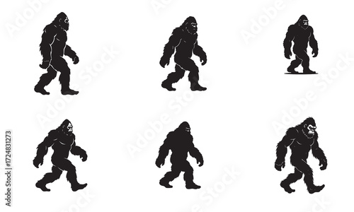 Bigfoot Sasquatch Yeti Silhouette Walking Mythical Creature Legend