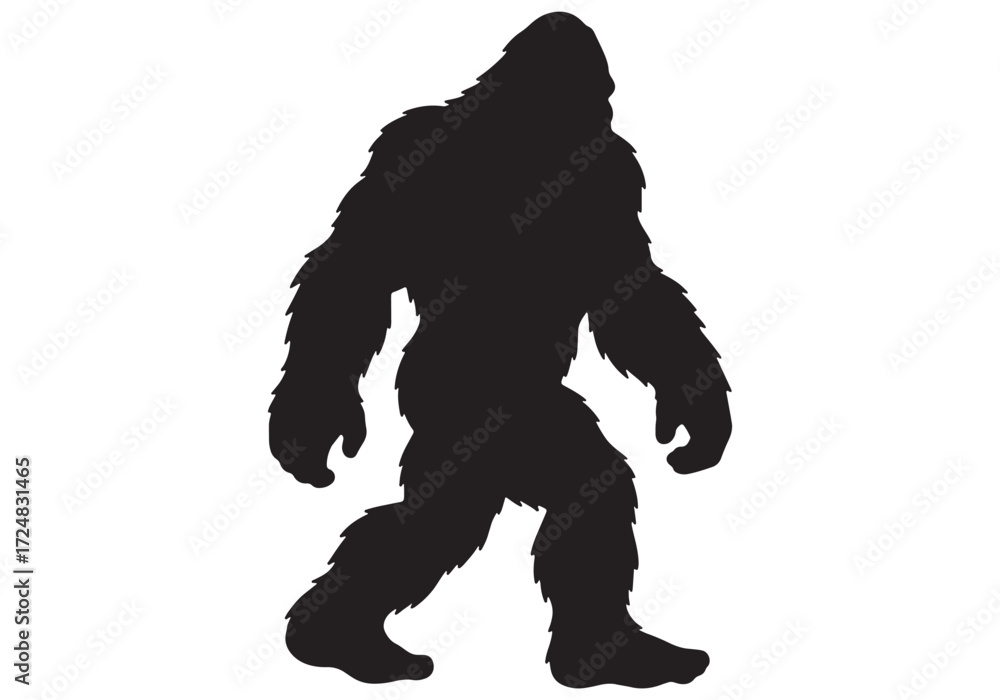 Naklejka premium Bigfoot Sasquatch Yeti Silhouette Walking Mythical Creature Legend