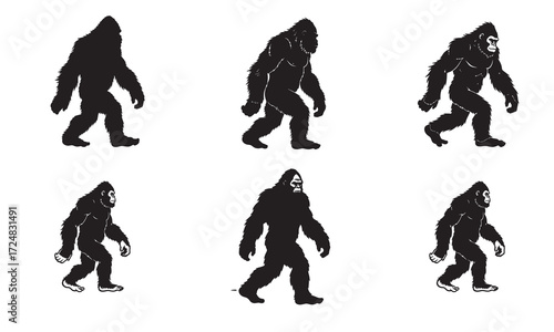 Bigfoot Sasquatch Yeti Silhouette Walking Mythical Creature Legend