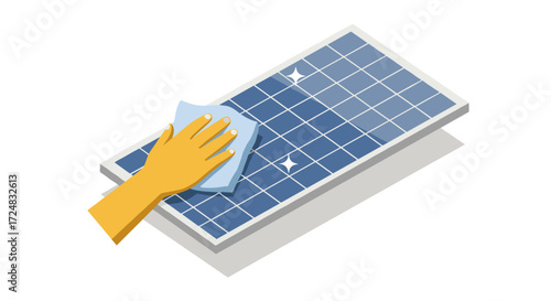 Isometric cleaning of solar panel for efficient energy conservation