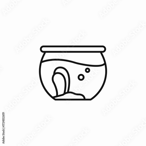 small fishbowl with plant icon sign vector