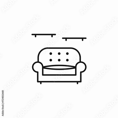 tufted armchair with shelves icon sign vector