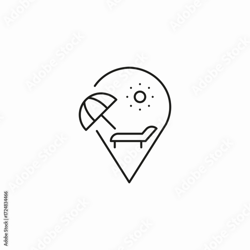 beach location pin icon sign vector