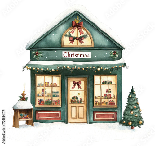 PNG Christmas toy shop illustration decoration storefront.
