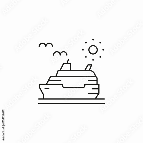 cruise ship on water icon sign vector