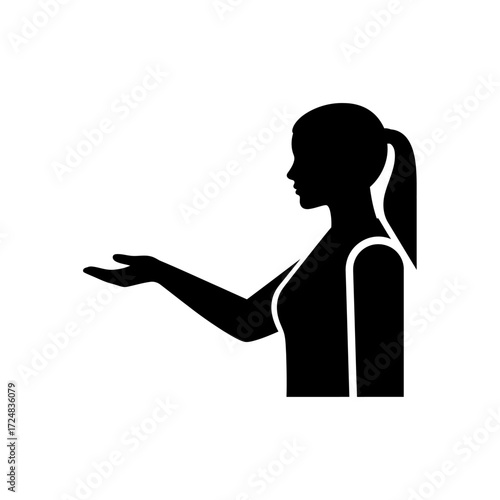 Compassionate Vector Silhouette of a Female Volunteer Offering Aid Community Service Help