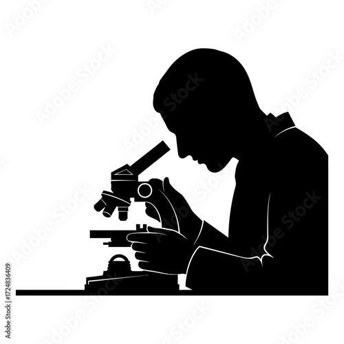 Focused Silhouette of a Scientist Working on Deep Research Intellectual Curiosity and Study