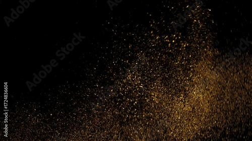 Wallpaper Mural megical gold sand confetti particle dust spray rain float air gold Particle flow cloud explosion transition effect element 4k black screen Torontodigital.ca