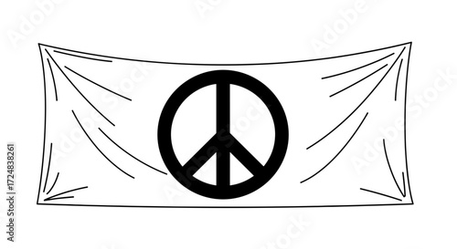 Peace Symbol on Flag: A stark peace symbol, boldly displayed against a flag, the simple lines communicating a powerful message of unity and non-violence.